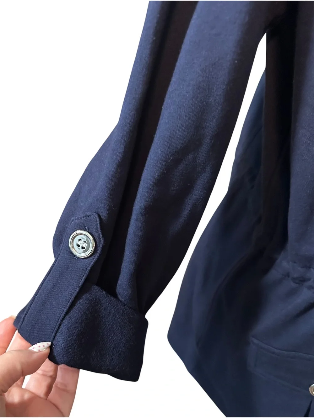 Karen Scott Navy Zip-Front Jacket and Pants Set